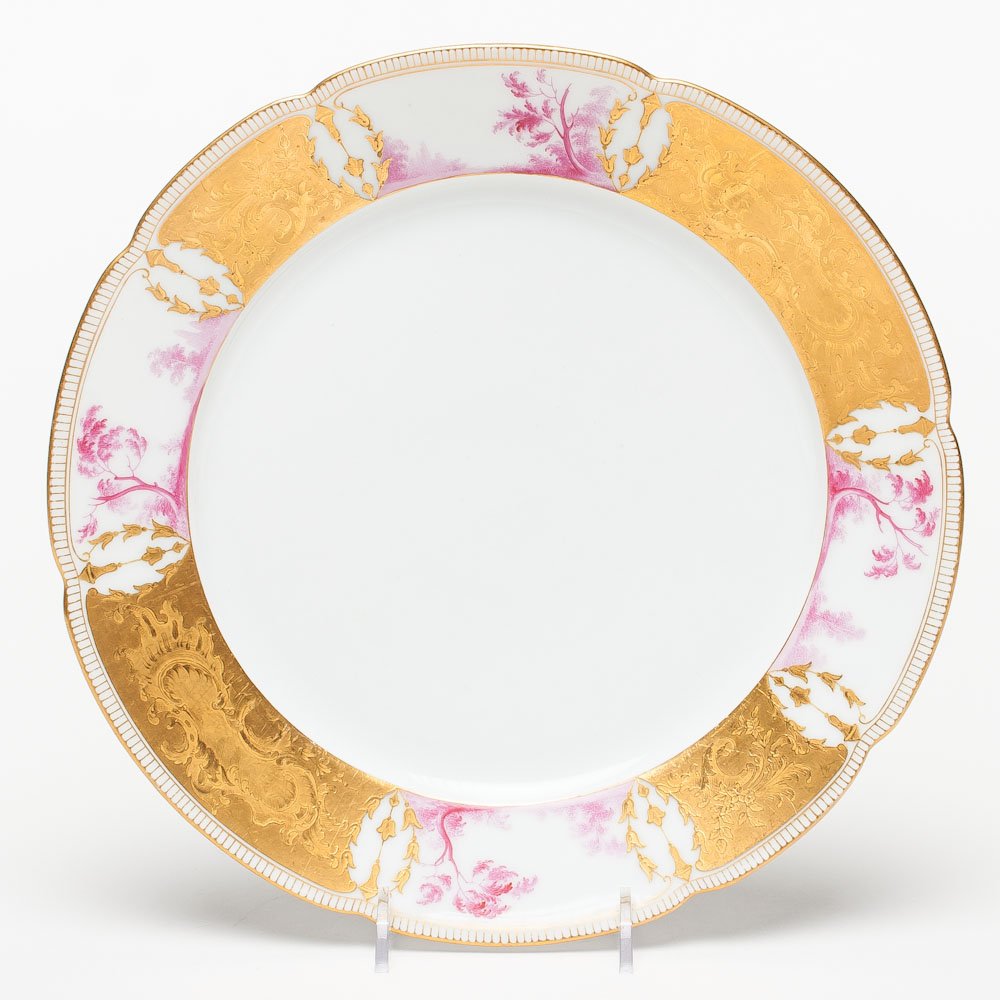 A Russian Plate, Nicholas II: A Russian plate, Nicholas II, 1906. Stamp of manufacturer in green on the back. SIZE: D 9 3/4 in (24,7 cm).