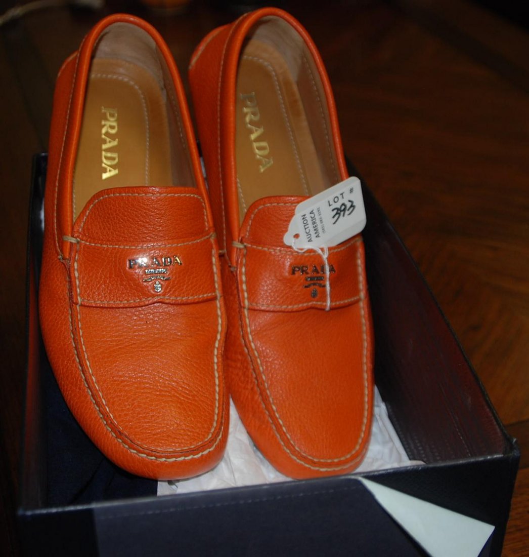 Prada Orange Leather Shoes Size 9 1/2 w/ Box: Size 9 1/2