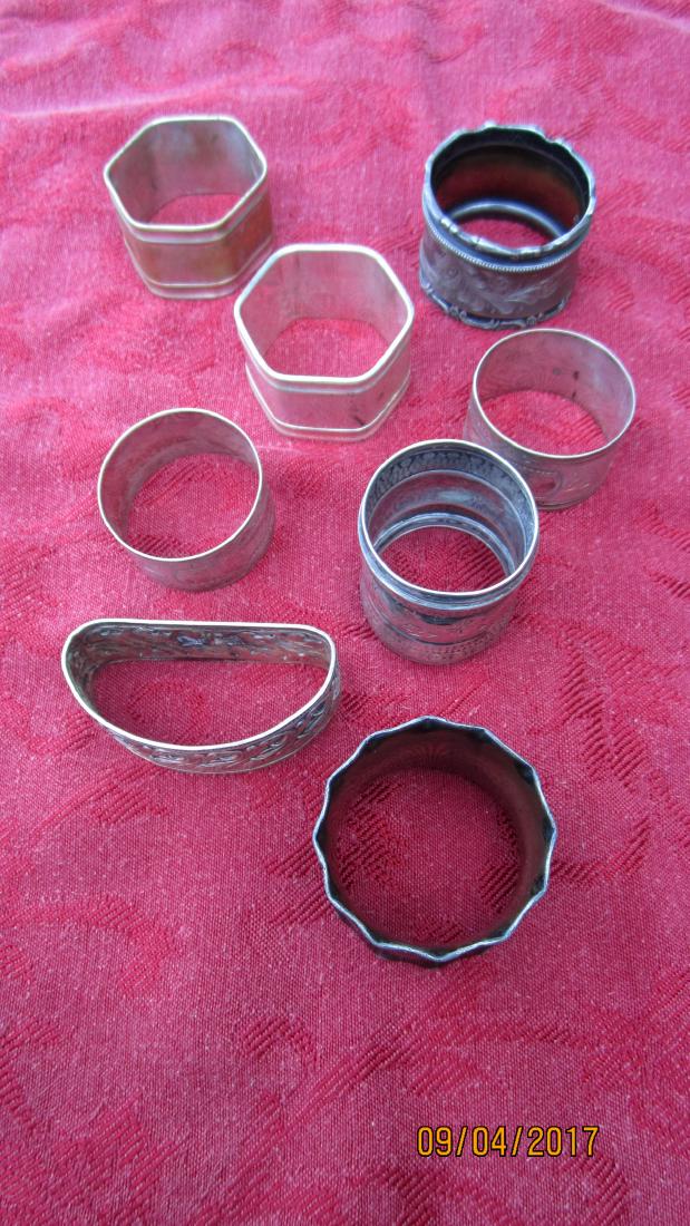 LOT OF 8 NAPKIN RINGS FROM VICTORIAN PLATE TO 1930'S - (1 of 4)