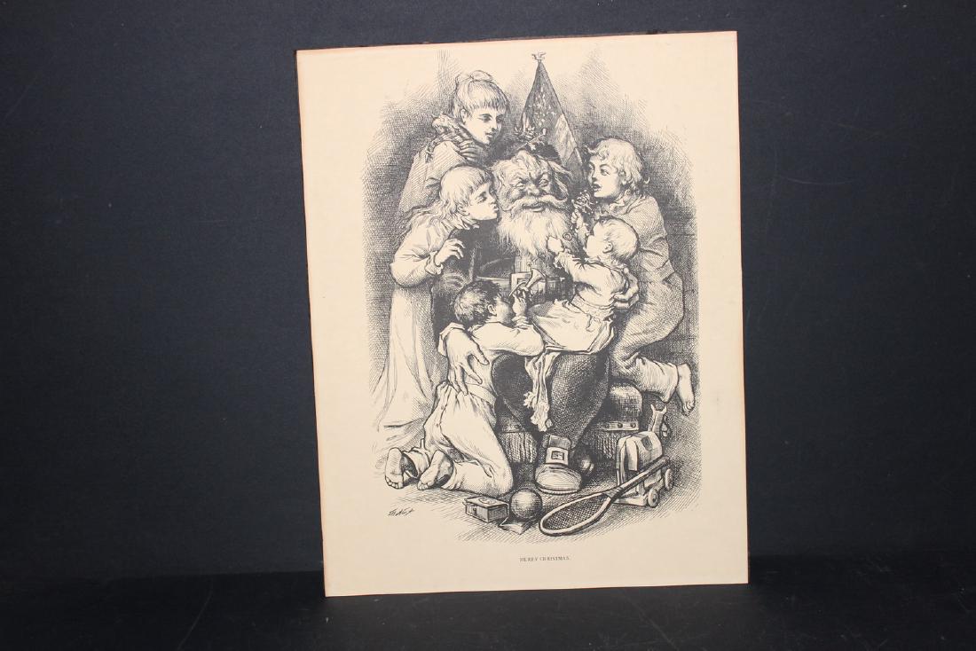 MERRY CHRISTMAS THOMAS NAST ORIGINAL UNFRAMED 14 X 11: MERRY CHRISTMAS THOMAS NAST ORIGINAL UNFRAMED 14 X 11