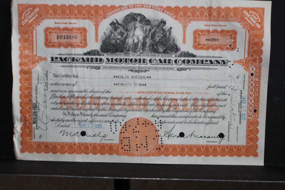 RARE 1929 STUDEBAKER PACKARD STOCK CERTIFICATE GOOD (1 of 7)