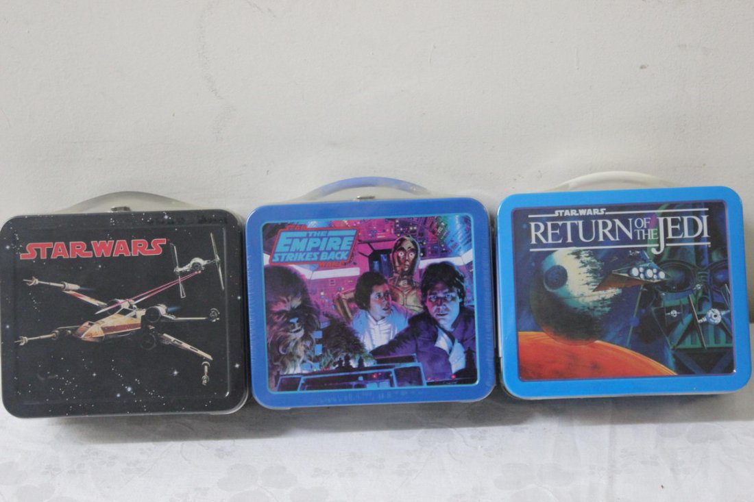 3 MINI LUNCH BOXES - 1 EMPIRE STRIKES BACK -1 RETU: 3 MINI LUNCH BOXES - 1 EMPIRE STRIKES BACK -1 RETURN OF THE JEDI - 1 STAR WARS - ALL NEW IN ORIGINAL PACKAGE