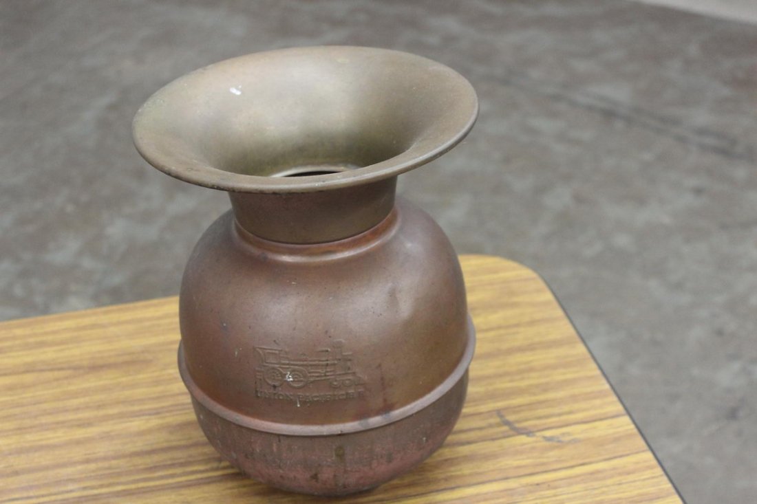 UNION PACIFIC BRASS SPITTOON 11" TALL: UNION PACIFIC BRASS SPITTOON 11" TALL