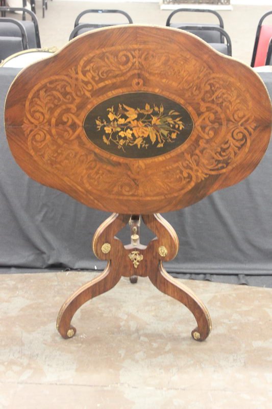 LOVELY TILT TOP HEAVILY INLAID TRIMMED WITH ORNATE : LOVELY TILT TOP HEAVILY INLAID TRIMMED WITH ORNATE BRASSES