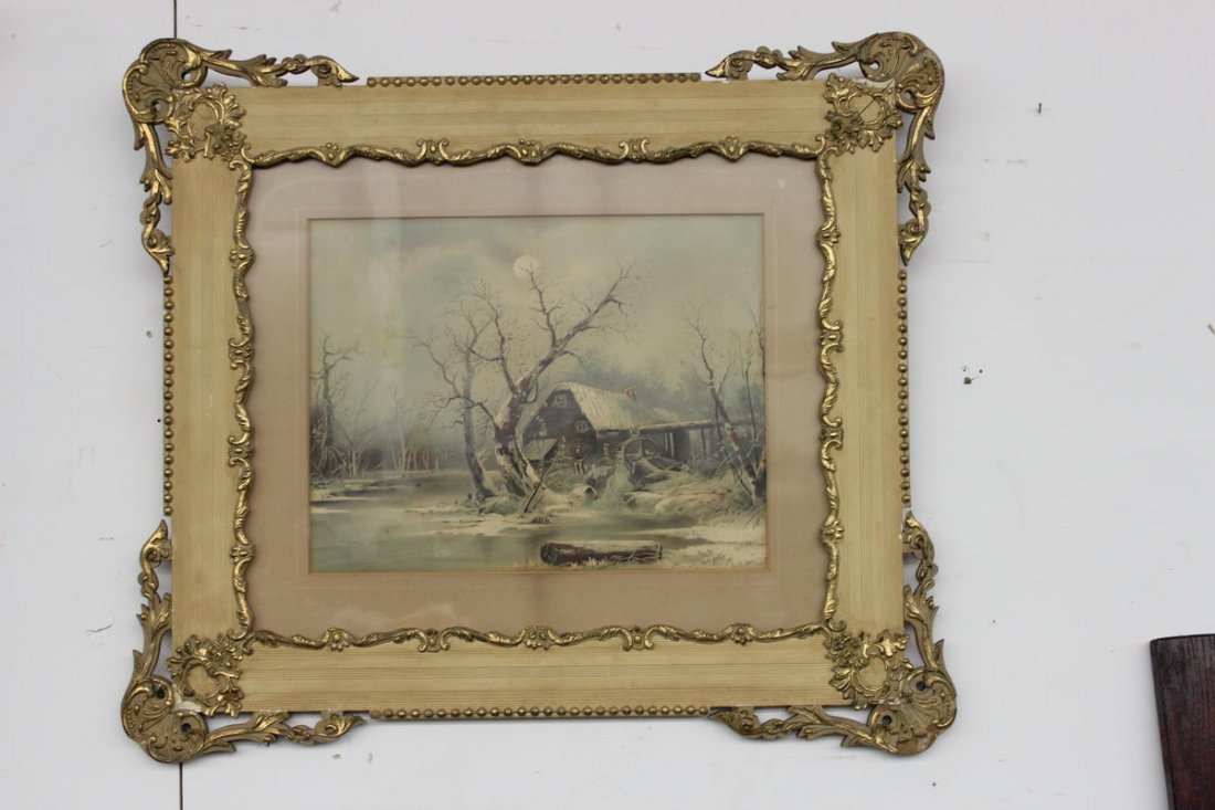 LOVELY FRAME WITH WINTER SCENE PROBABLY CHANDLER: LOVELY FRAME WITH WINTER SCENE PROBABLY CHANDLER