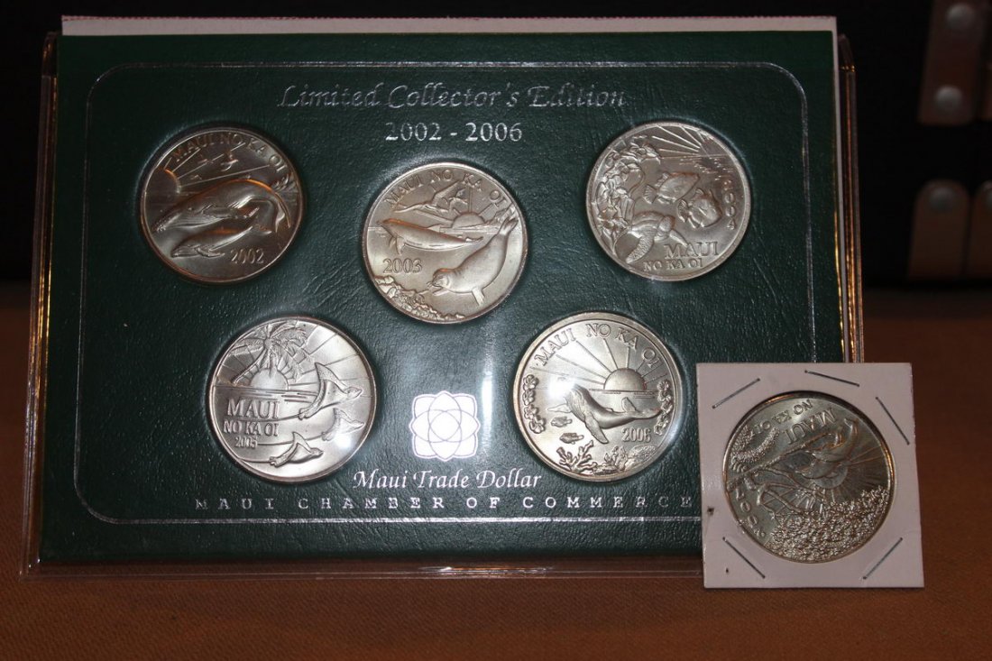6 MAUI TRADE DOLLARS 2002 - 2007 MINT: 6 MAUI TRADE DOLLARS 2002 - 2007 MINT