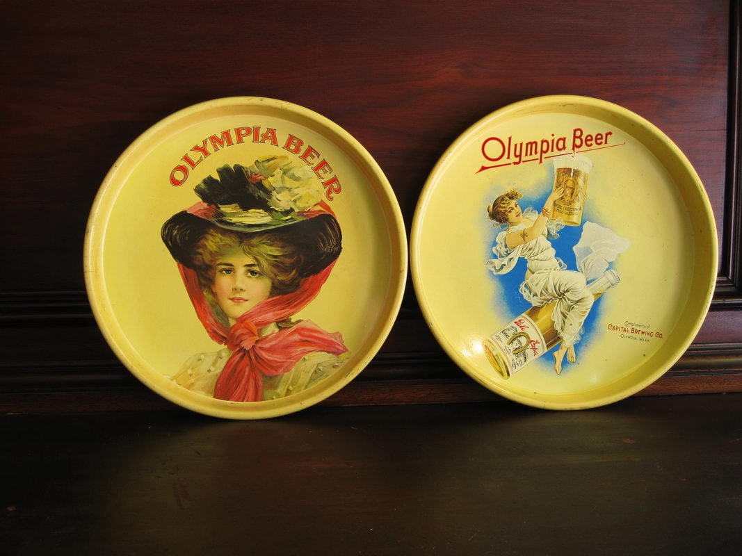 PAIR OLYMPIA BEER TRAYS - SOLD ONE WAY: PAIR OLYMPIA BEER TRAYS - SOLD ONE WAY