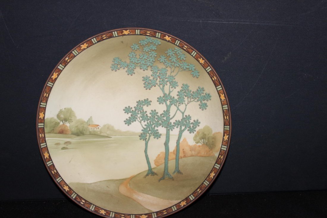 HAND-PAINTED NIPPON IN 10" GREEN - MINT: HAND-PAINTED NIPPON IN 10" GREEN - MINT