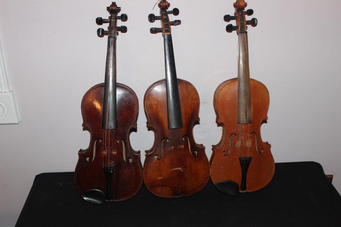 3 SOLID VIOLINS FOR REPAIR OR PARTS: 3 SOLID VIOLINS FOR REPAIR OR PARTS