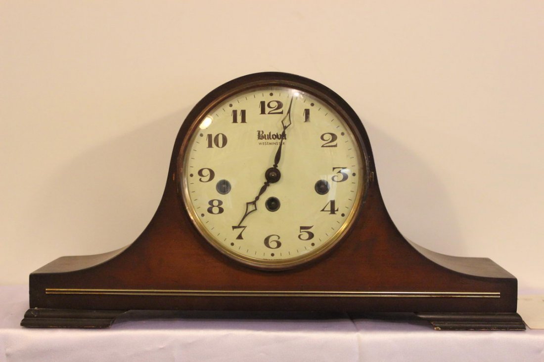 BULOVA HUMPBACK MANTEL CLOCK WITH WESTMINSTER CHIMES
