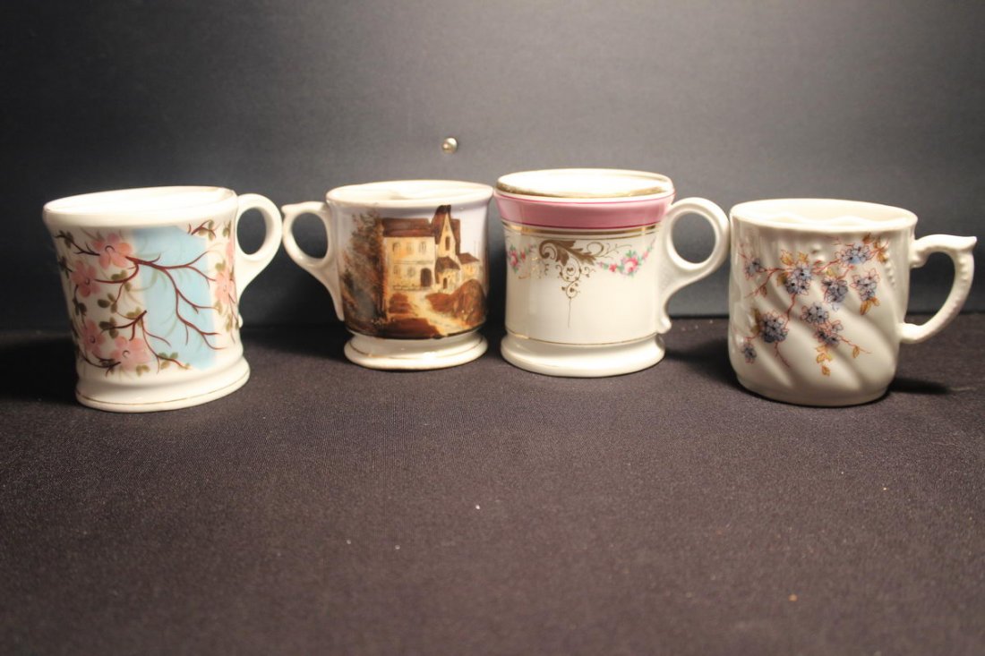 FINE LOT OF FOUR MUSTACHE CUPS MINT CONDITION UNMARKED: FINE LOT OF FOUR MUSTACHE CUPS MINT CONDITION UNMARKED - MY GUESS GERMAN
