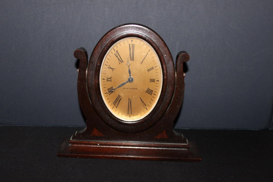 HARP MOUNTED SETH THOMAS CLOCK: HARP MOUNTED SETH THOMAS CLOCK