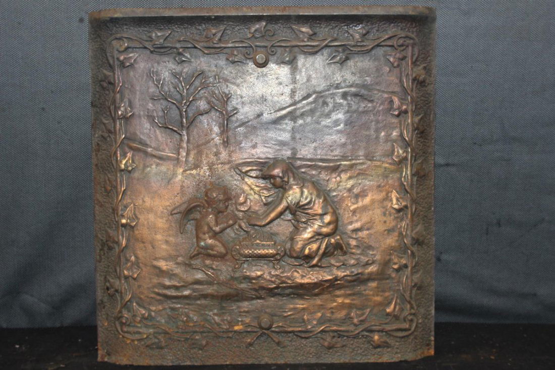 ANOTHER FINE VICTORIAN CAST-IRON FIRE FRONT NO CRACKER: ANOTHER FINE VICTORIAN CAST-IRON FIRE FRONT NO CRACKER BREAKS 21 X 20 MATCHING ONE JUST SOLD