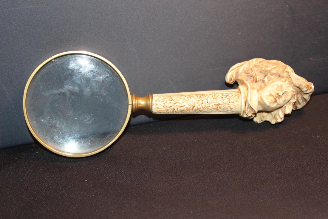 VERY ORNATE MAG. GLASS VERY HEAVY MINOR DAMAGE ON HEAD: VERY ORNATE MAG. GLASS VERY HEAVY MINOR DAMAGE ON HEAD