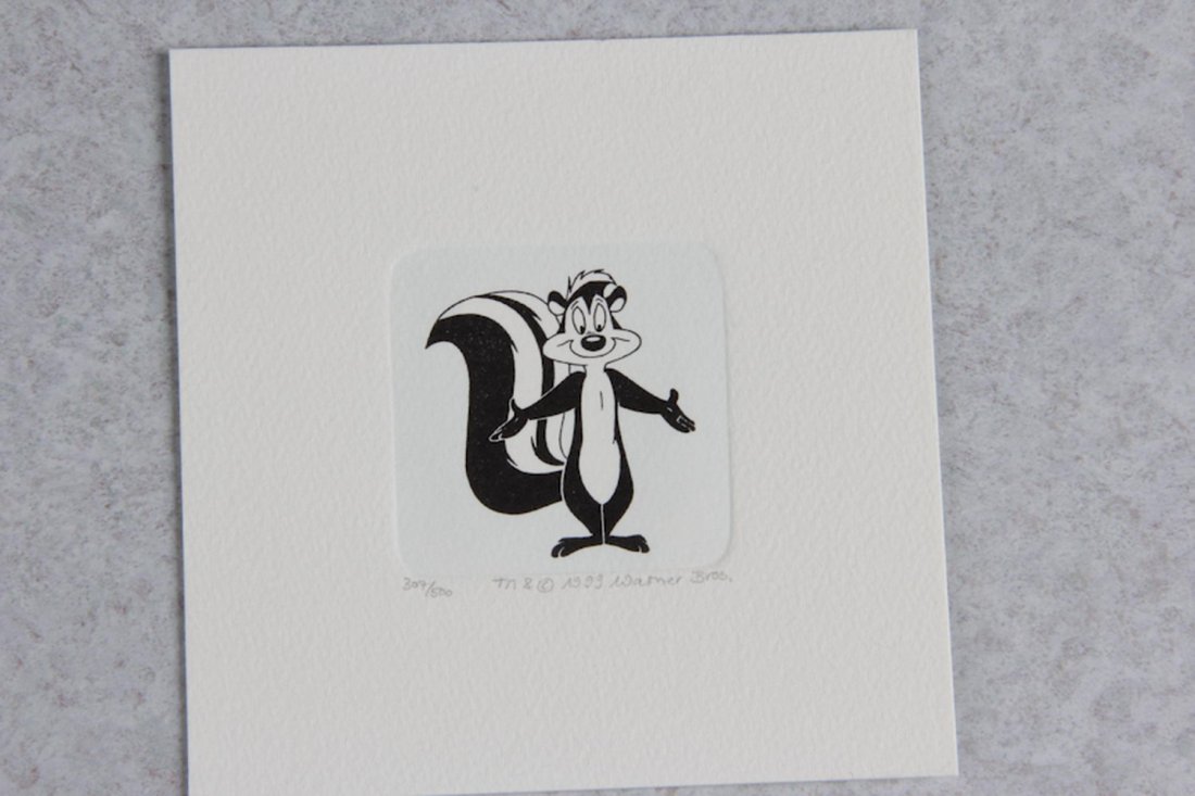limited edition warner bros etching titled "pepe le: limited edition warner bros etching titled "pepe le pew" 307/500 with coa