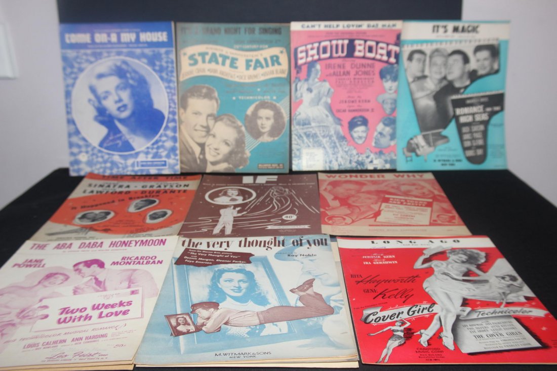 SUPER 10 CASES OF GOOD SHEET MUSIC WITH WELL-KNOWN: SUPER 10 CASES OF GOOD SHEET MUSIC WITH WELL-KNOWN NAMES IN GOOD MOVIES 1940S AND EARLY 1950S
