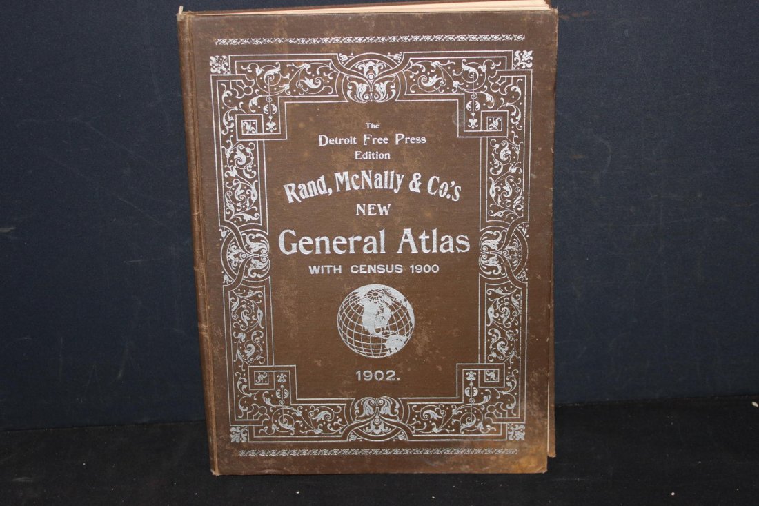DETROIT FREE PRESS RAND AND MCNALLY NEW GEN. ATLAS 1902: DETROIT FREE PRESS RAND AND MCNALLY NEW GEN. ATLAS 1902 WITH 1900 CENSUS MANY ILLUSTRATIONS AND MAPS FEW LOSE PAGES BUT ALL GOOD