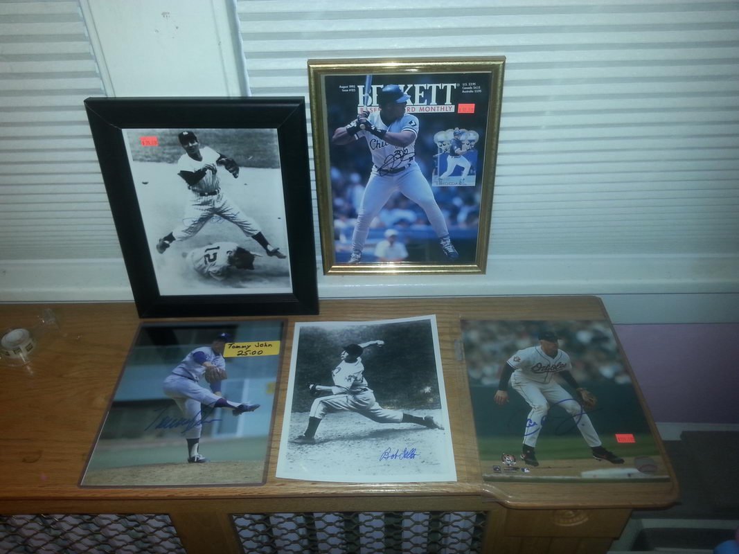 lot of five past great autographs lot to include cal: lot of five past great autographs lot to include cal ripken, feller, tommy john, frank thomas, phil rizzuto