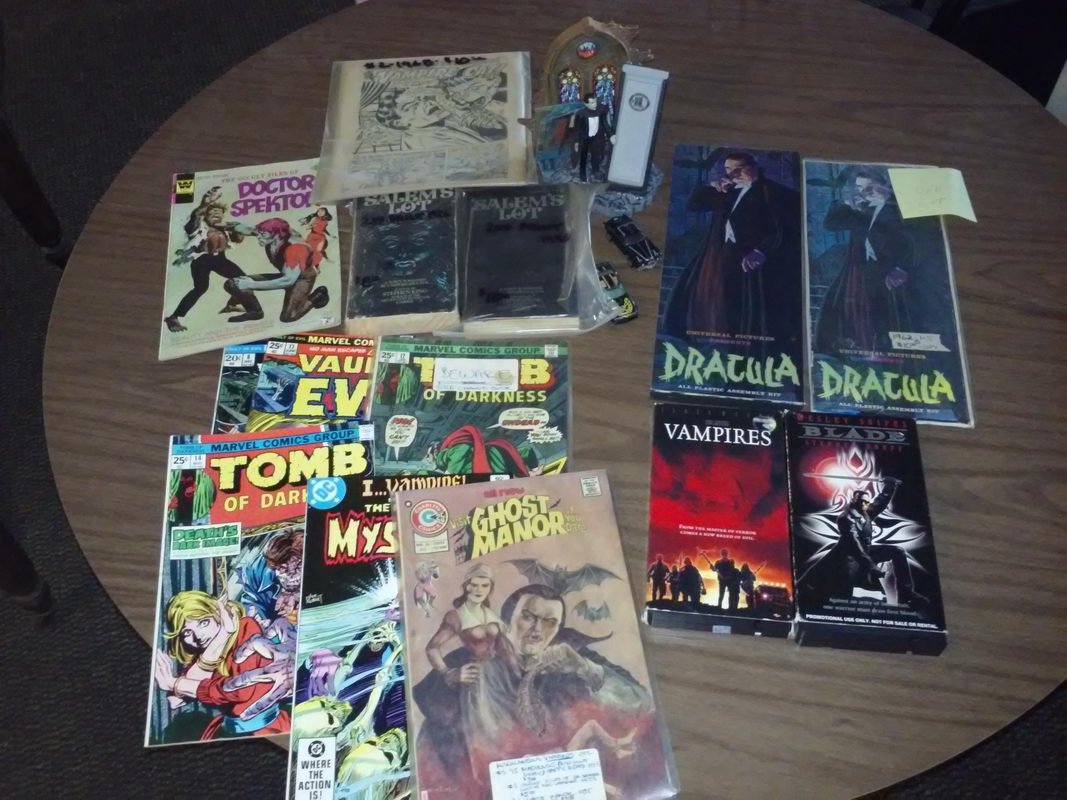 Massive vampire lot to include salems lot books , vhs: Massive vampire lot to include salems lot books , vhs tapes, vintage rare comics, etc