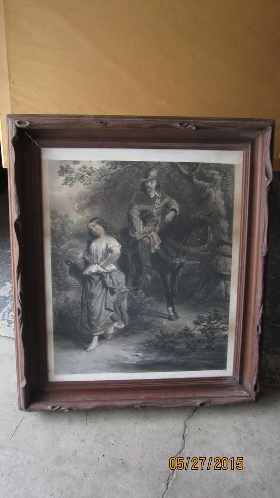 GREAT 29 X 26" CARVED DEEP WALNUT FRAME CALLED "NOBODIE (1 of 5)