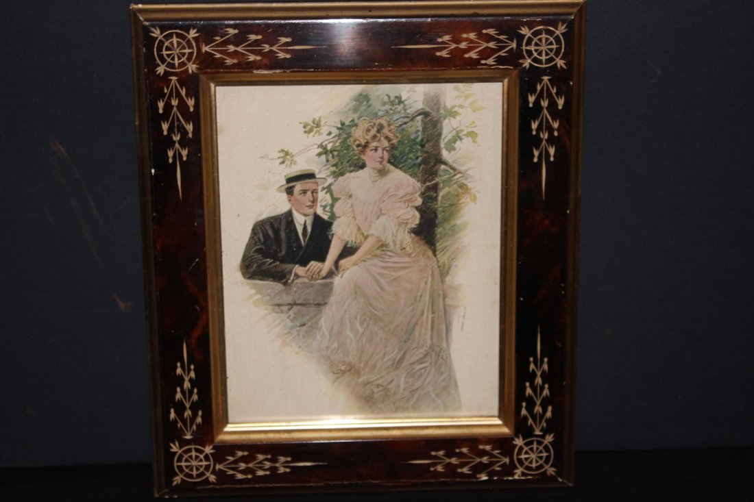NICE PRINT SIGNED B. HILL DATED 1908 - GREAT FRAME 14" (1 of 4)