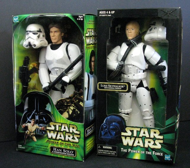 STAR WARS POWER OF THE JEDI STORM TROOPER HAN SOLO &: STAR WARS POWER OF THE JEDI STORM TROOPER HAN SOLO & LUKE w/ MONSTER TENTACLE 1998 - Hasbro. Awesome 12" figure double-pack, new & sealed.