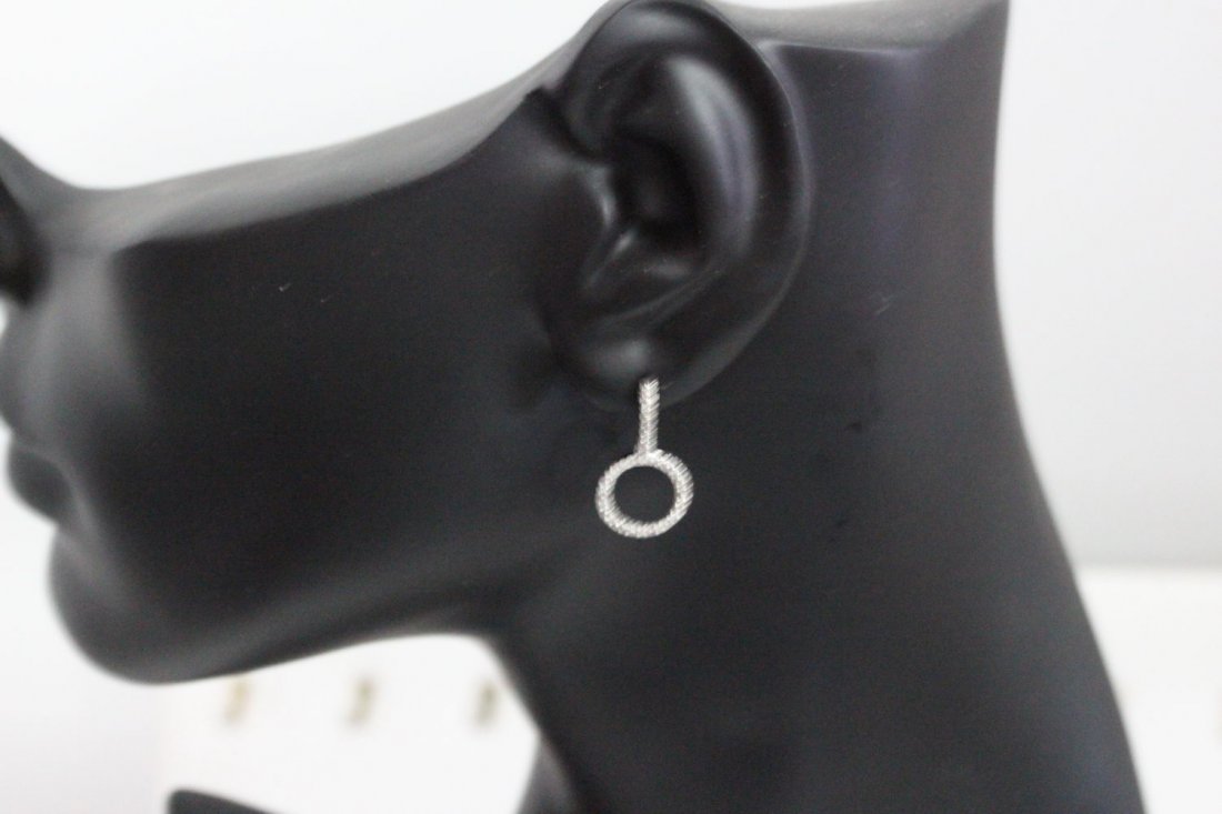 10K DIAMOND DROP HOOP EARRINGS FEATURES GENUINE (1 of 3)