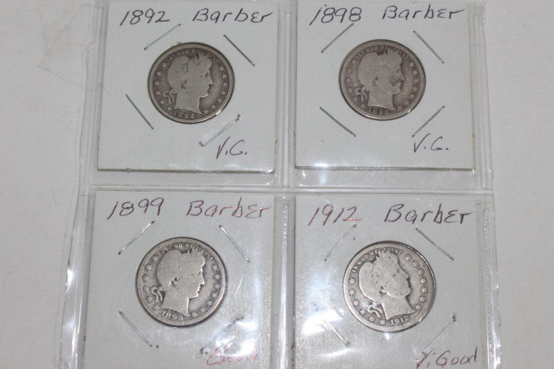 4 BARBER HEAD DIMES - 1892, 1899, 1898, 1912 VERY GOOD (1 of 2)