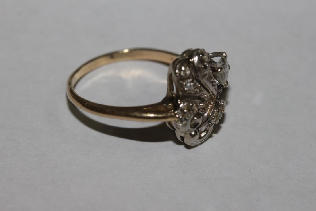 14 K ART NOUVEAU DESIGNER DIAMOND RING FEATURES IS (1 of 5)
