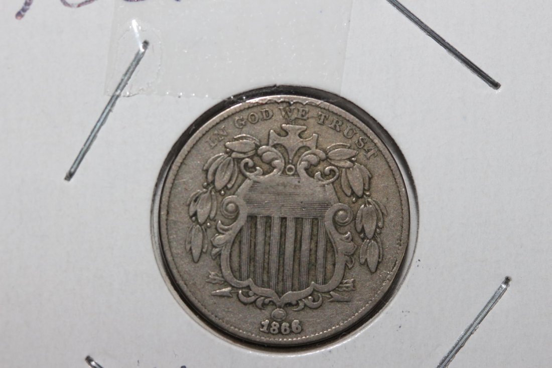 1866 SHIELD NICKEL WITH RAYS F - V FINE (1 of 3)