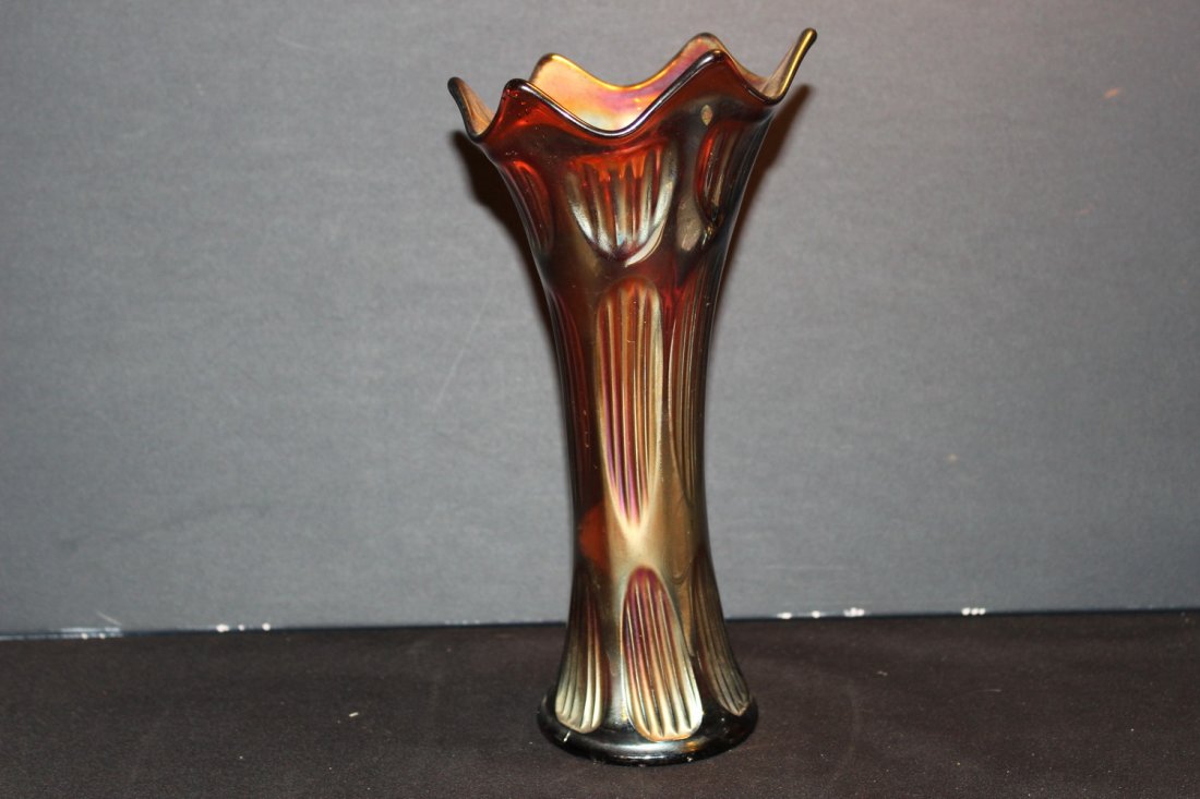 DIAMOND & RIB AMETHYST W/ CHIP AS PICTURED FENTON 9": DIAMOND & RIB AMETHYST W/ CHIP AS PICTURED FENTON 9"