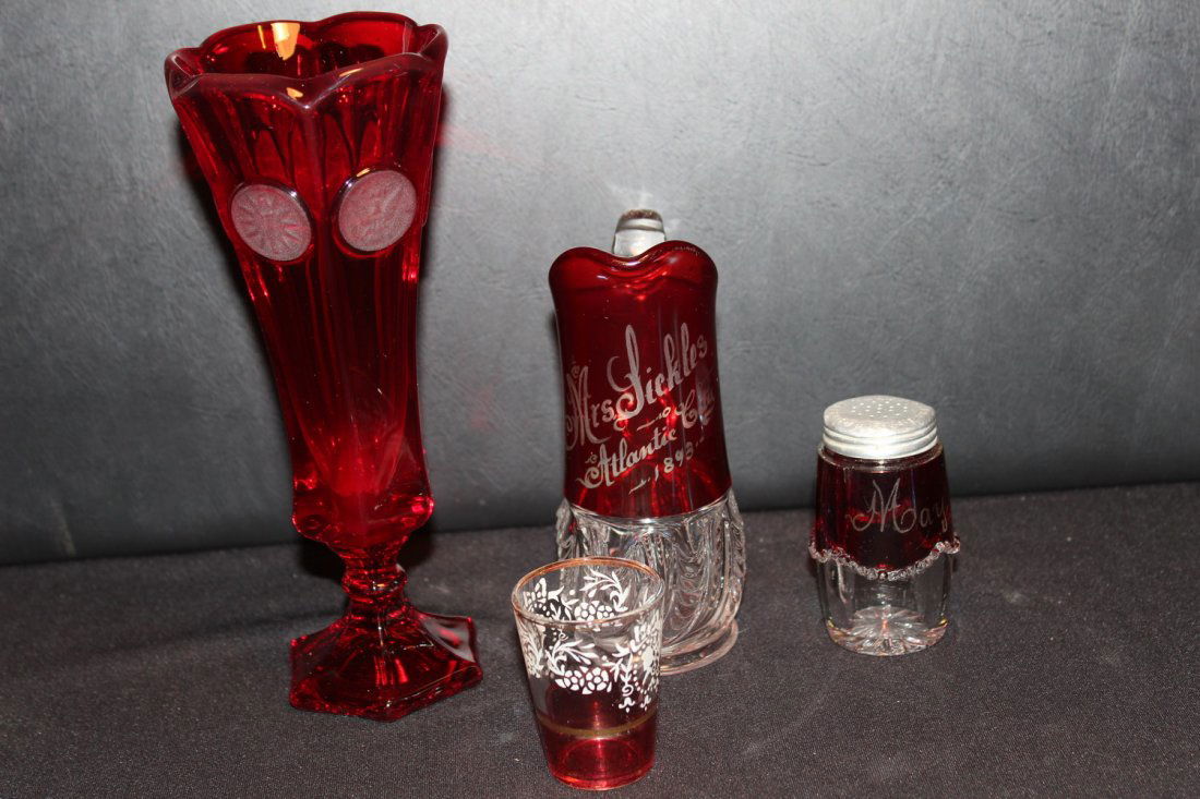 4 SUPER PIECES OF CRANBERRY INC. COIN SPOT 6 SIDED VASE (1 of 5)