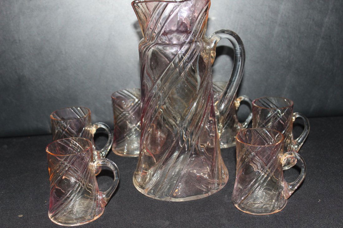 NICE DEPRESSION PERIOD SWIRL JUICE SET 10" & 3.5" - ALL (1 of 3)