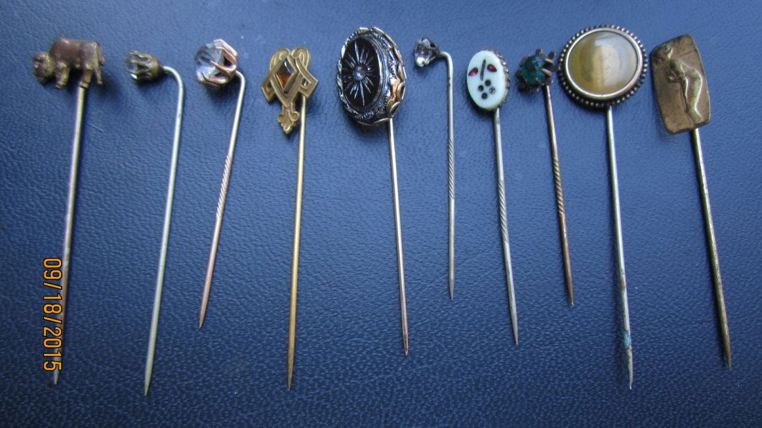 GREAT LOT OF 10 VINTAGE STICK PINS (1 of 4)