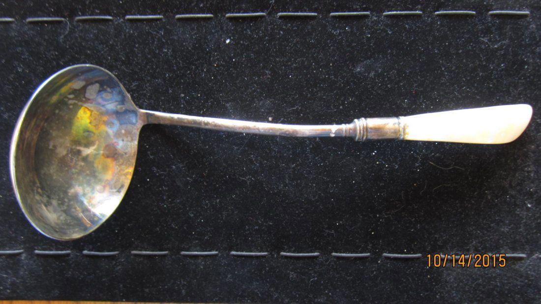 LARGE LADLE W/ M.O.P. HANDLE & STERLING AND SILVERPLATE (1 of 3)