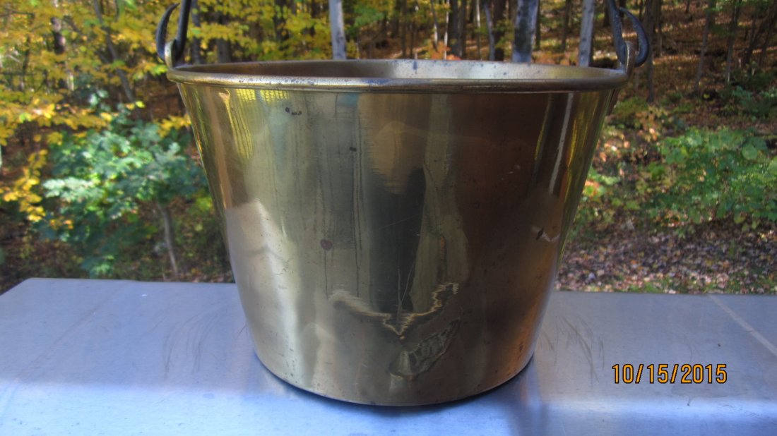 EARLY SIGNED SOLID BRASS PAIL W/ SWING HANDLE - EXC. (1 of 4)