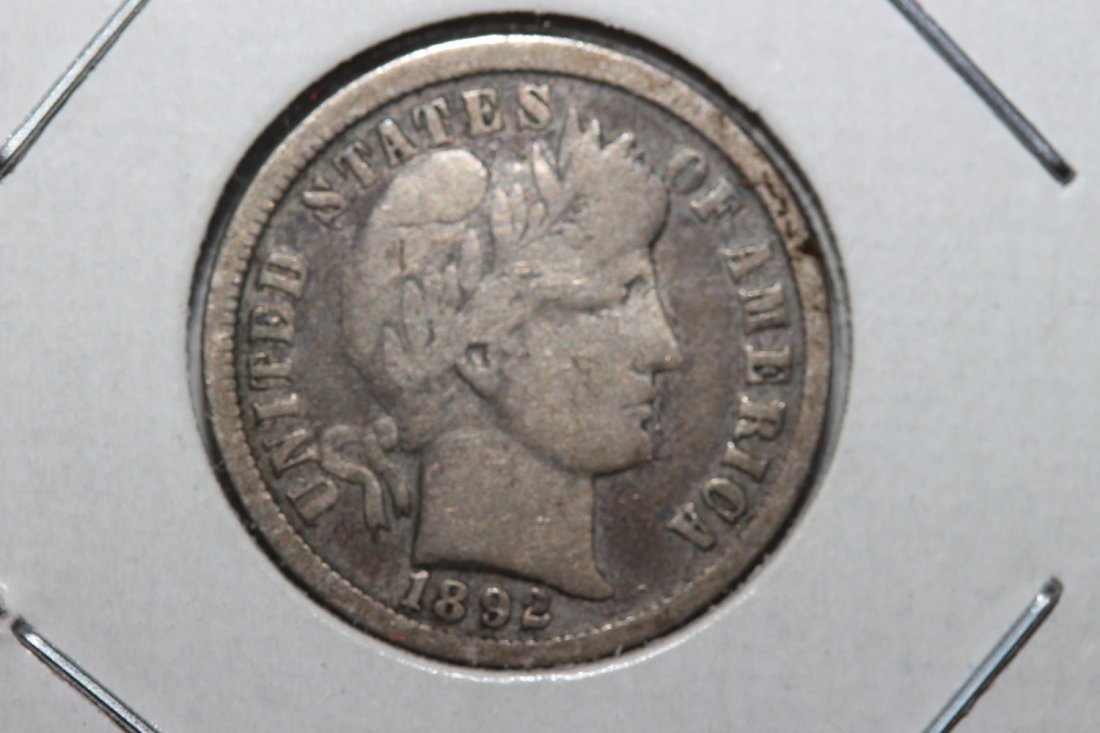 1892 O BARBER DIME FIRST YEAR - V. GOOD (1 of 3)
