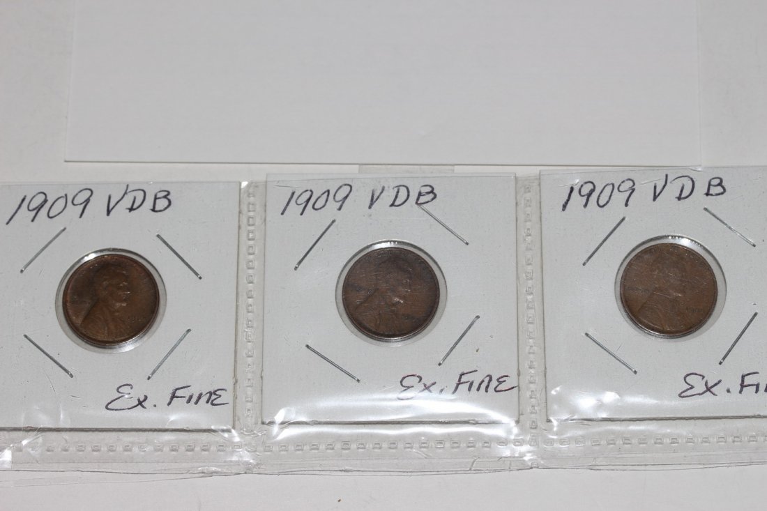 3 1909 V.D.B. LINCOLN CENTS - ALL EX. FINE (1 of 2)