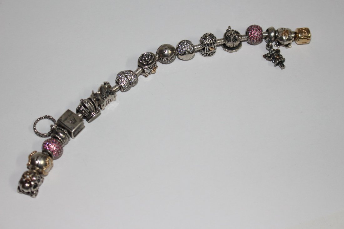 STERLING SILVER & 14K GOLD PANDORA CHARM BRACELET FEAT. (1 of 5)