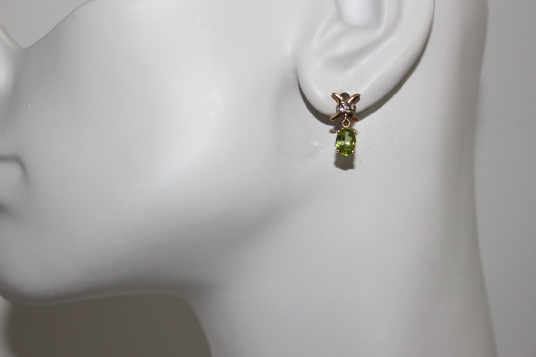 10K PERIDOT & DIAMOND EARRINGS FEAT. OVAL SOLITAIRE (1 of 3)
