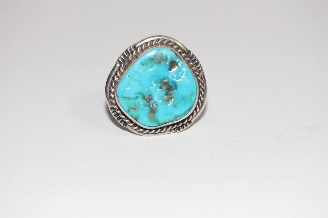 CUSTOM STERLING SILVER TURQUOISE RING SIZE 8.5 (1 of 3)