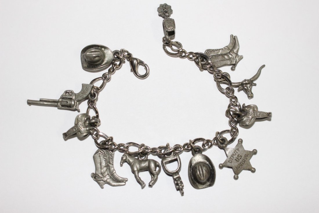 WESTERN COWBOY CHARM BRACELET FEAT. 12 COWBOY CHARMS ON (1 of 2)