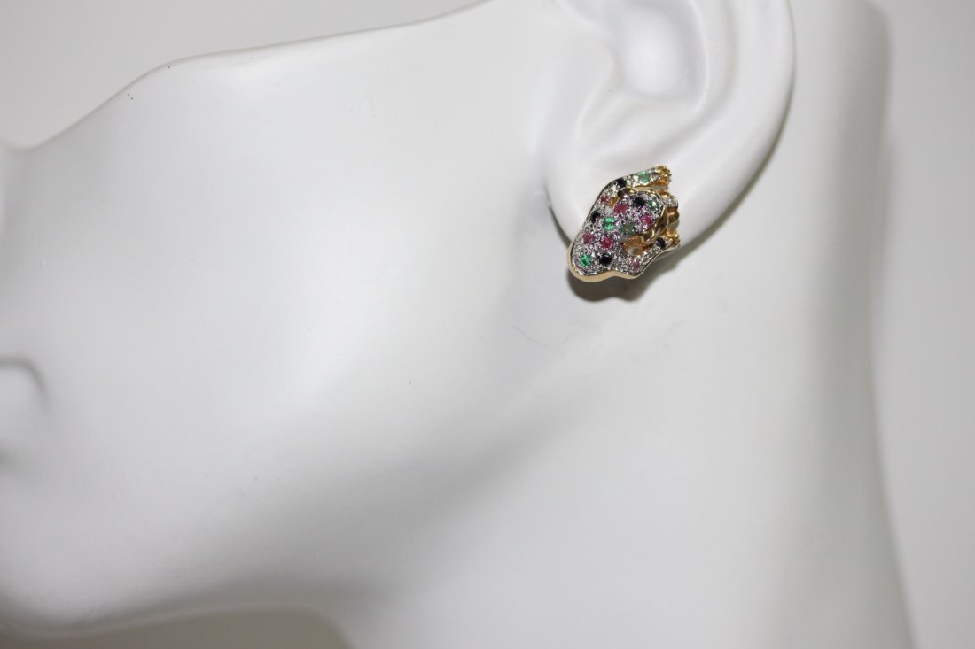 14K LEOPARD GEMSTONE EARRINGS FEAT. GENUINE RUBY EYES (1 of 10)