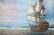 GREAT OIL ON CANVAS OF EARLY SAIL SHIP SIGNED AND GREAT - 3