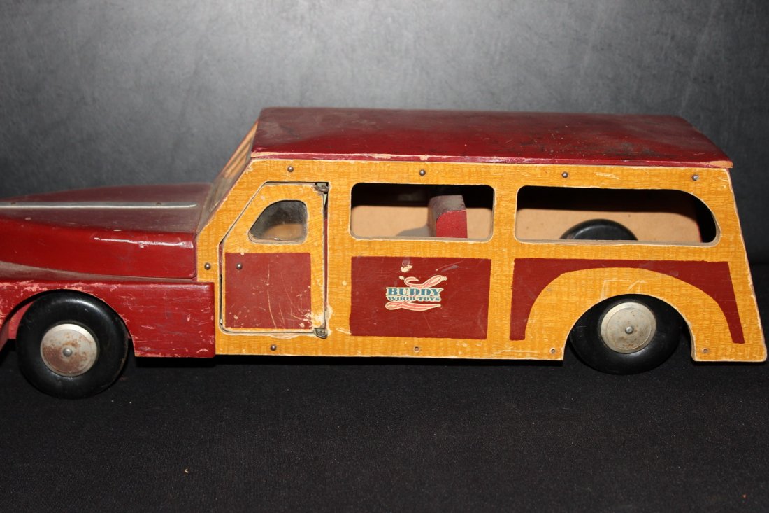BUDDY L WOODEN STATION WAGON - GOOD COND. BUT MISSING (1 of 6)