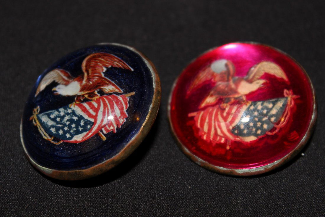 2 VERY LOVELY CIVIL WAR ERA BUTTON PINS - VERY HARD TO (1 of 5)