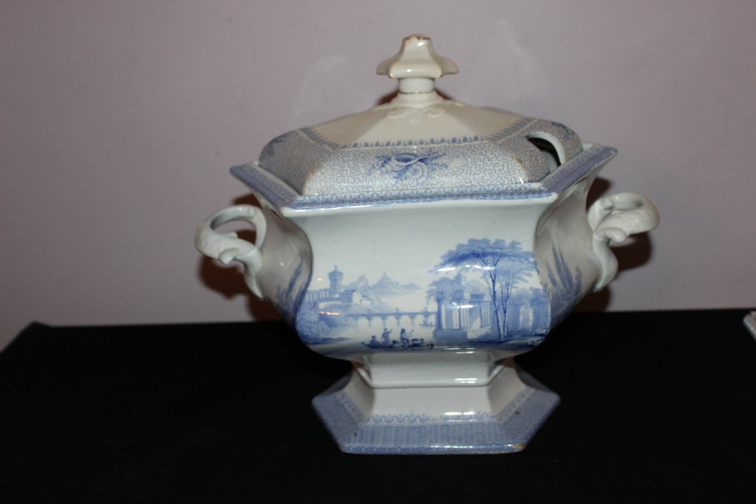 WONDERFUL 1850 IRONSTONE SOUP TUREEN MADE BY LEMENTSON: WONDERFUL 1850 IRONSTONE SOUP TUREEN MADE BY LEMENTSON YOUNG CO. ENGLAND - VERY GOOD COND. 13" TALL 16" WIDE