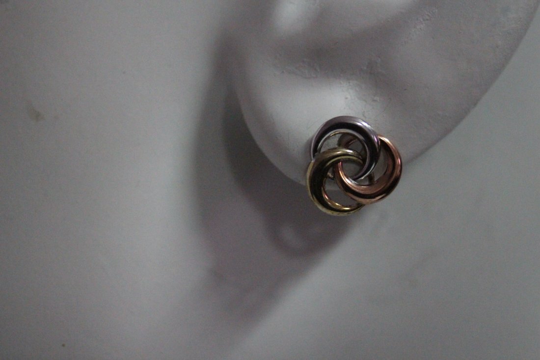 10K TRI-COLOR GOLD EARRINGS FEATURES YELLOW -ROSE (1 of 3)