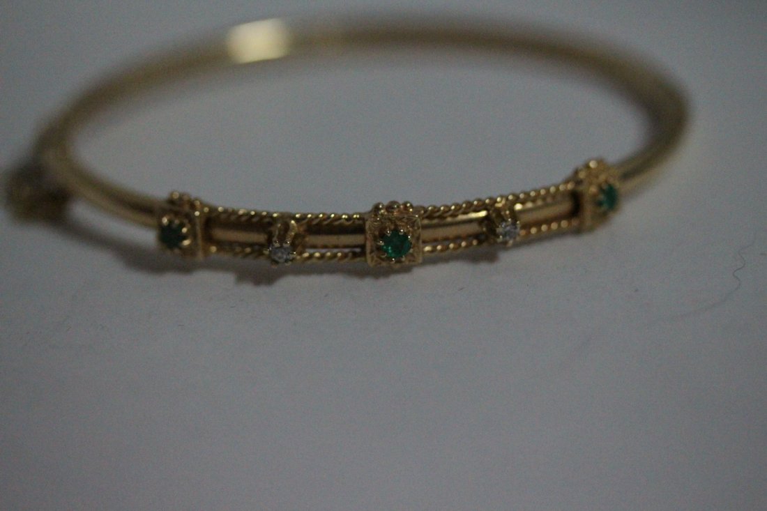 14 K EMERALD AND DIAMOND BANGLE BRACELET FEATURES 3 (1 of 5)