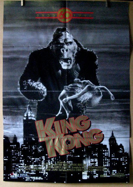 KING KONG - 60th ANNIVERSARY VIDEO POSTER - Turner Home: KING KONG - 60th ANNIVERSARY VIDEO POSTER - Turner Home Video, 1993 - Rare video poster of the King’s video premiere. 27"x 39" - Excellent, folded.